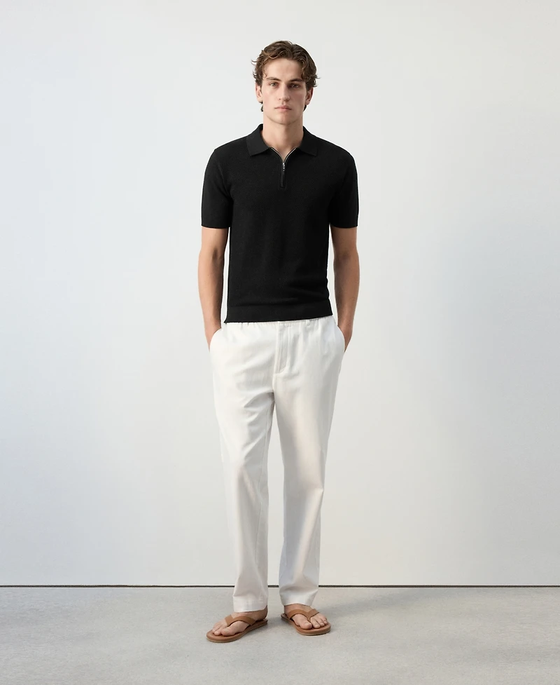 Mango Men's 100% Cotton Structured Knitted Polo shirt