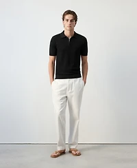 Mango Men's 100% Cotton Structured Knitted Polo shirt