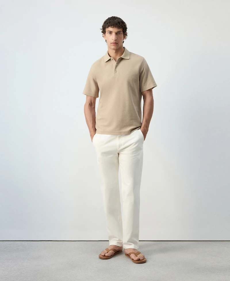 Mango Men's Essentials Slim-Fit Pique Cotton-Blend Polo Shirt