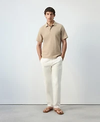 Mango Men's Essentials Slim-Fit Pique Cotton-Blend Polo Shirt