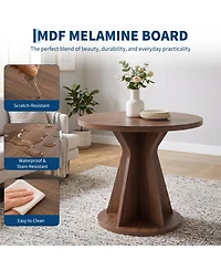 homfan Round Dining Table, Modern Pedestal Kitchen Table with 1.18" Thick Tabletop & Sturdy Base, Seats 4, for Room