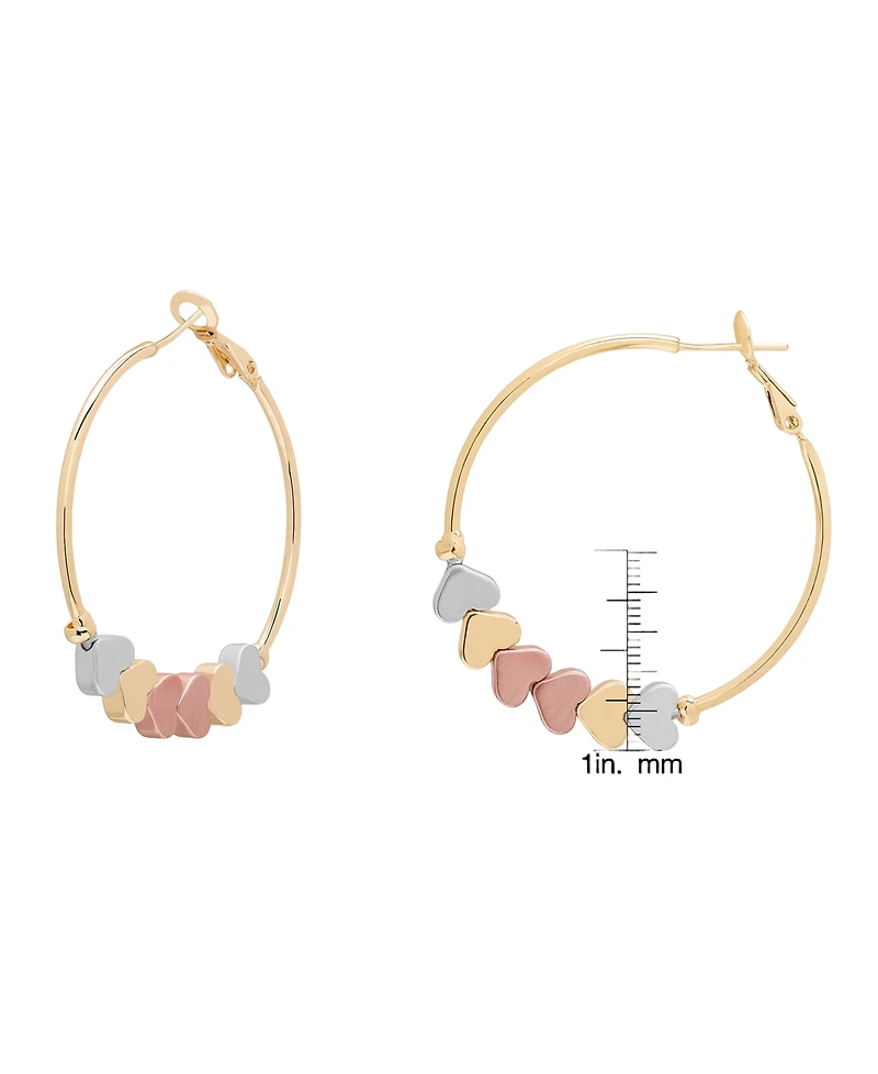 Macy's Tri-Color Heart Charms on Hoop Earrings
