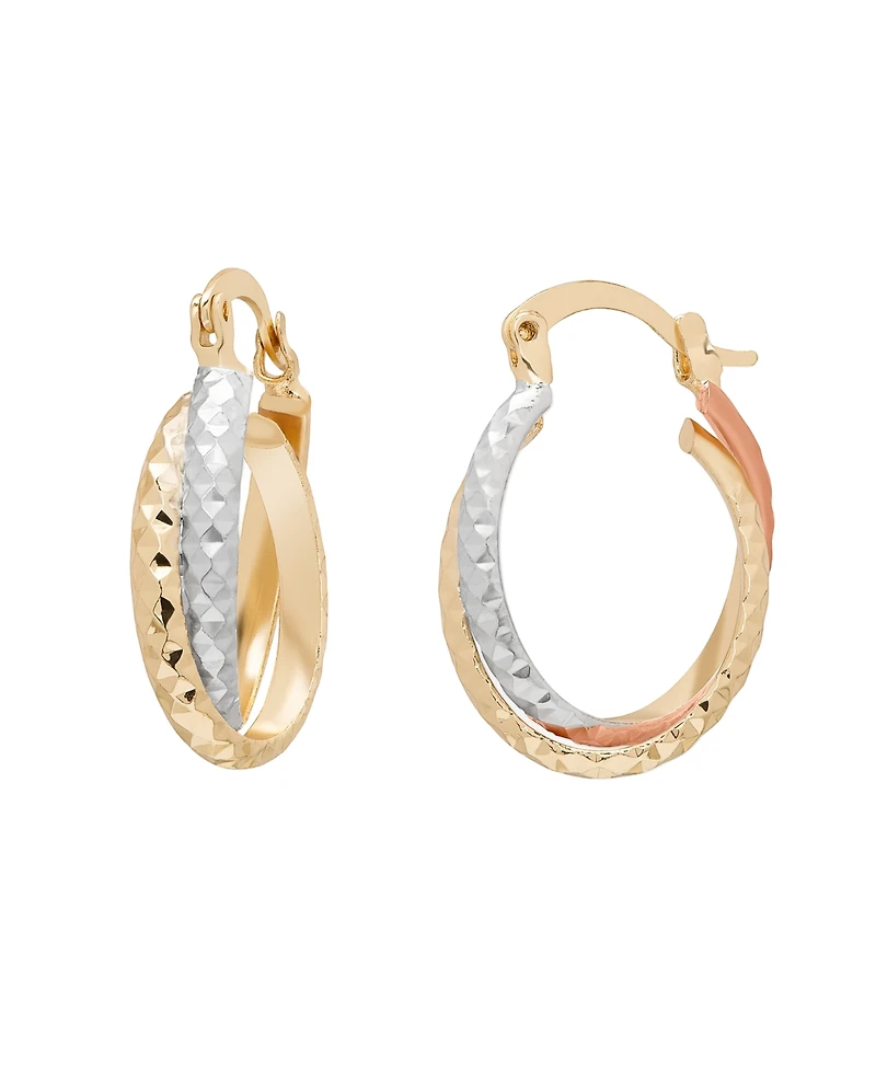 Macy's Tri-Color Intertwined Hoop Earrings