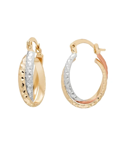 Macy's Tri-Color Intertwined Hoop Earrings