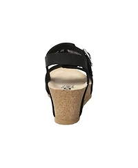 Mephisto Women's Lissandra Black Sandalbuck Platform Wedge Sandal