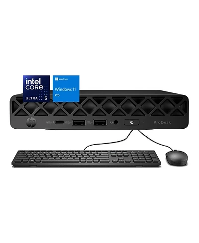 Hp ProDesk 4 Ai Mini Desktop, Core Ultra 5 235T, Intel Graphics, 32GB DDR5, 512GB Ssd, Wi-Fi 6, Wired Keyboard & Mouse, Win11 Pro, Black