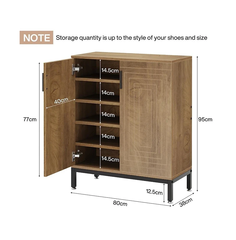 Slickblue Engineered Wood Shoe Cabinet with 2 Front Doors for Home Storage