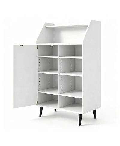 Slickblue Multi-Compartment Shoe Storage Cabinet with Countertop and Cubbies