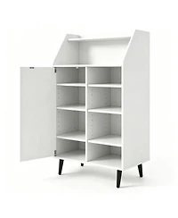 Slickblue Multi-Compartment Shoe Storage Cabinet with Countertop and Cubbies