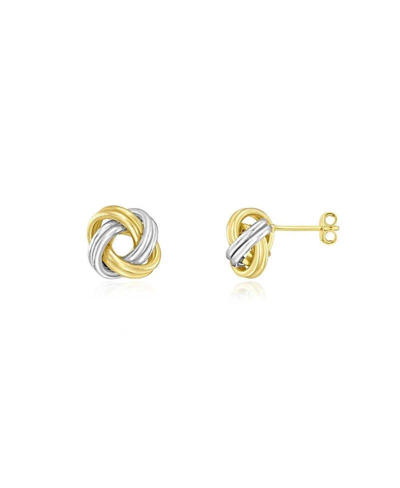 The Lovery Two Tone Knot Stud Earrings 18K Gold and Sterling Silver