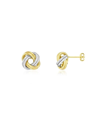 The Lovery Two Tone Knot Stud Earrings 18K Gold and Sterling Silver