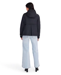 Kensie Women's Satin Hooded Jacket With Attached Scarf