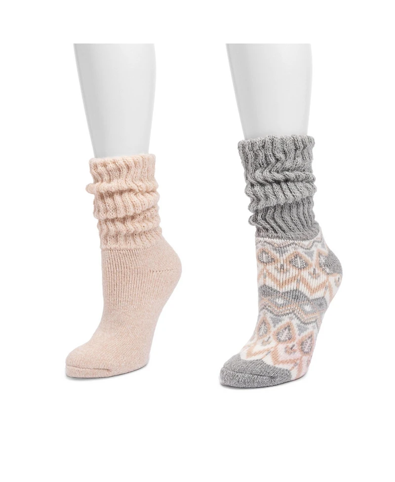 Muk Luks Women's 2 Pair Pack Slouch Heat Retainer Socks