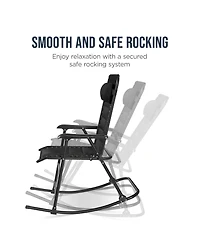 Best Choice Products Padded Folding Zero Gravity Rocking Chair with Headrest, Outdoor Camp