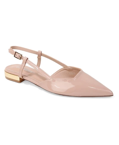 Berness Cass Patent Slingback Flats with Gold-Tone Heel