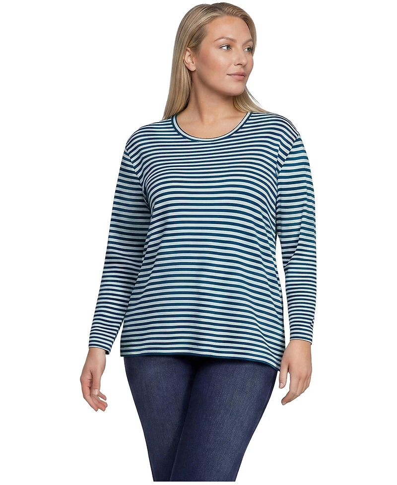 Lands' End Plus Cotton Relaxed Long Sleeve Crew Neck
