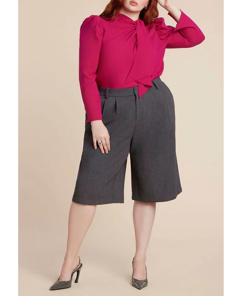 Eloquii Women's Plus Drape Front Blouse