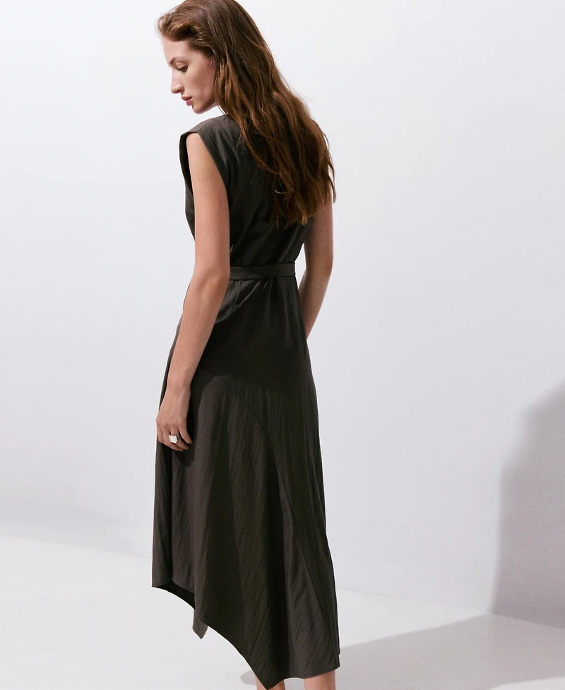 Mango Women's Belted Asymmetrical Dress