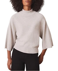 Mint Velvet Women's Mock Neck 3/4-Sleeve Bell Sleeve Cotton-Blend Top