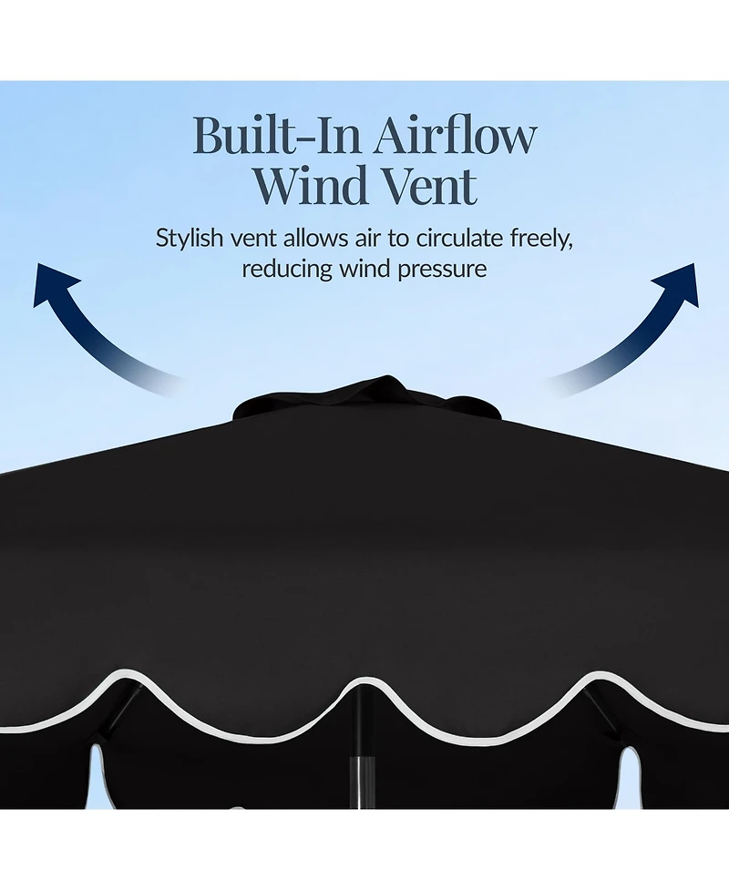 Best Choice Products 9ft Patio Market Umbrella with Scallop Trim, Fade-Resistant, Crank and Tilt, Wind Vent