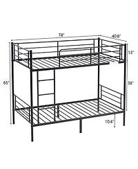 Slickblue Kids Twin Bunk Bed with Metal Frame, Ladder and Safety Guardrails