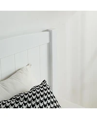 Slickblue Twin Pine Wood Bed with Curved Headboard and Vertical Stripes