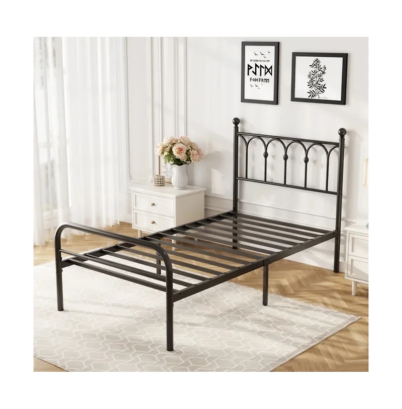 Slickblue Metal Platform Bed Frame with Steel Slats and Underbed Storage