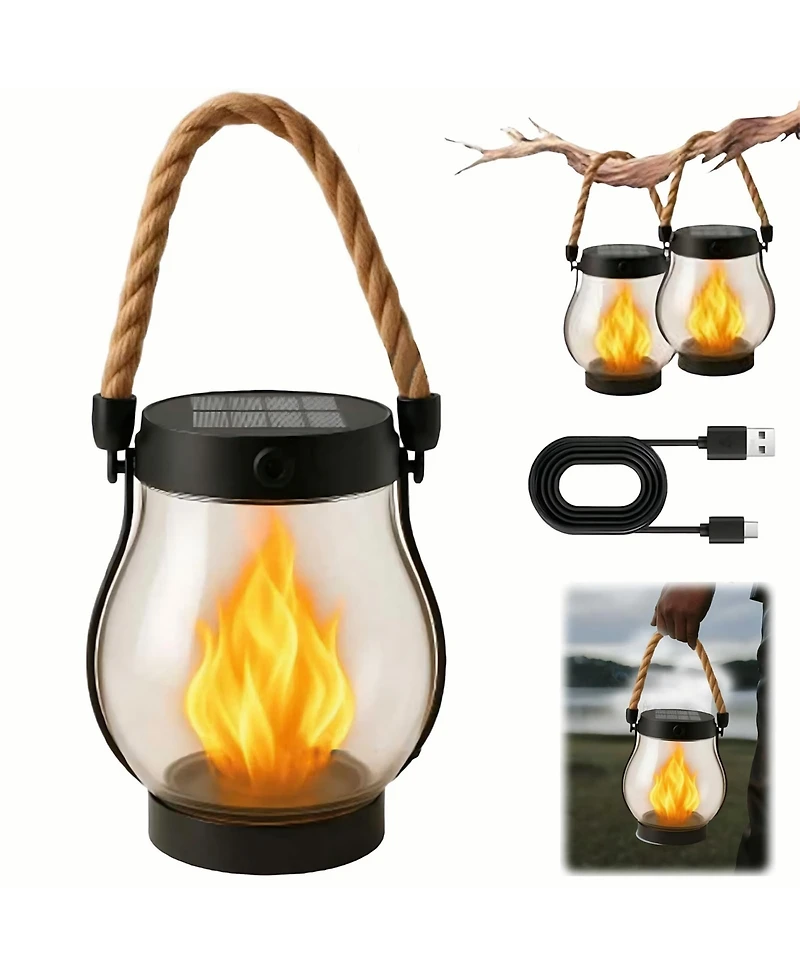 Cushry Solar Lantern Outdoor Lights Large Waterproof Flickering Flame Solar Lantern for Yard Garden Patio Hanging Tabletop Decor (1Pieces )