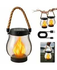 Cushry Solar Lantern Outdoor Lights Large Waterproof Flickering Flame Solar Lantern for Yard Garden Patio Hanging Tabletop Decor (1Pieces )
