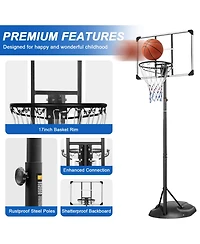Zeny Portable Basketball Hoop System Stand Height Adjustable with Backboard and Wheels for Indoor Outdoor Goal