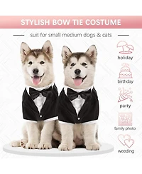 Formal Polyester-Cotton Tuxedo Suit with Bow Tie for Dogs