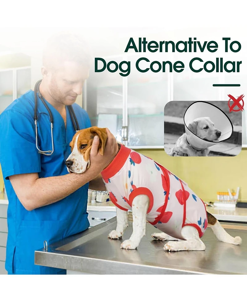 Breathable Stretch-Knit Post-Surgery Recovery Suit and Cone Alternative Onesie for Dogs
