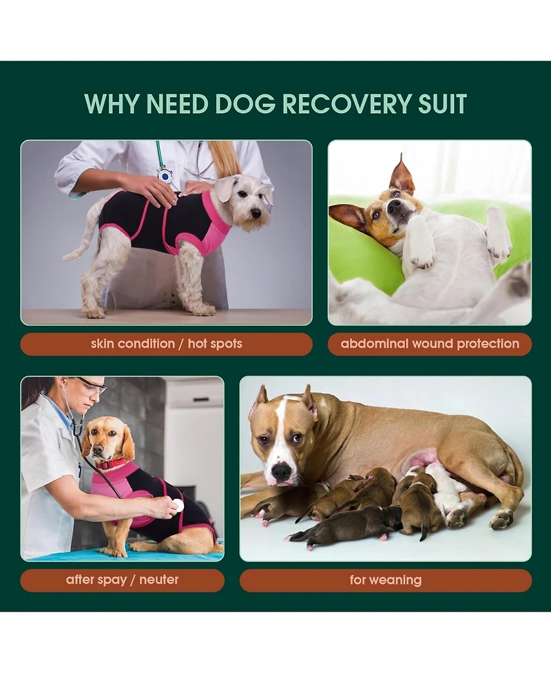 Cotton-Spandex Post-Surgery Recovery Bodysuit Onesie for Dogs