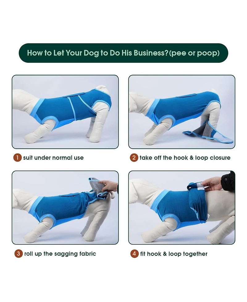 Cotton-Spandex Post-Surgery Recovery Bodysuit Onesie for Dogs