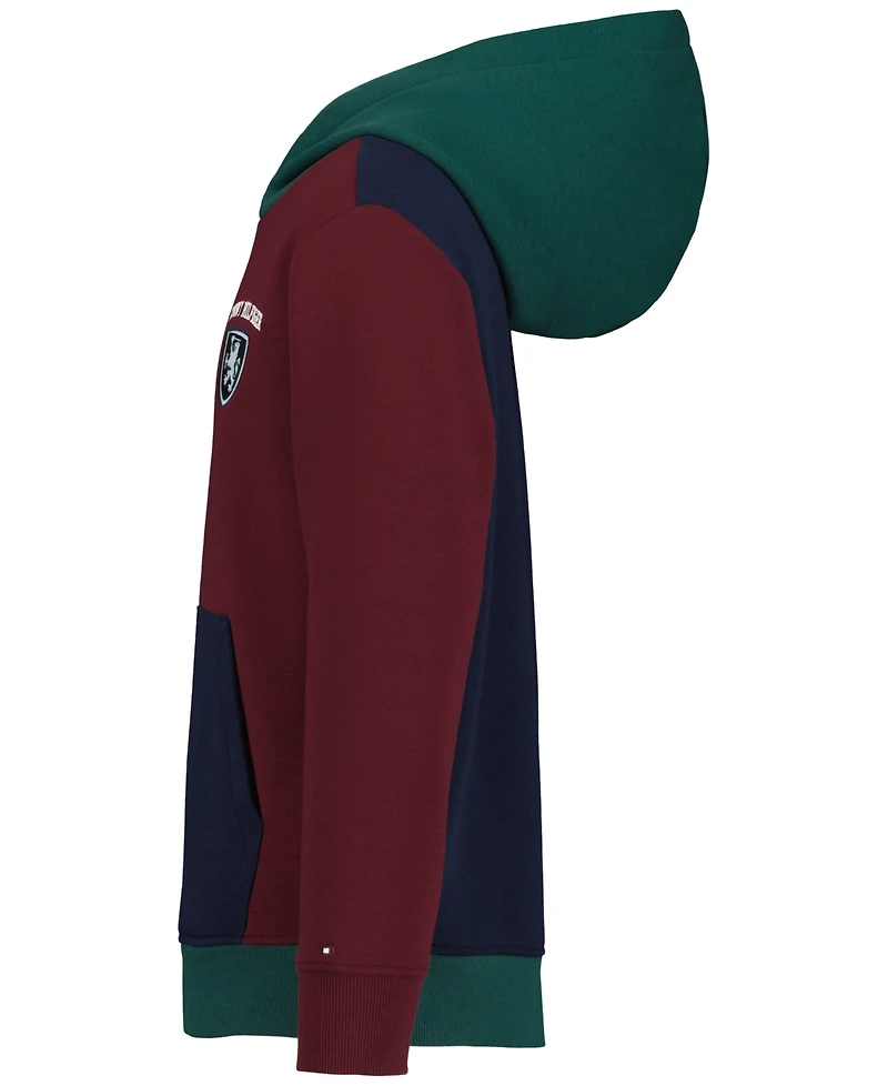 Tommy Hilfiger Boys' 8-20 Griffin Badge Colorblock Kangaroo Pocket Cotton-Polyester Blend Pullover Hoodie