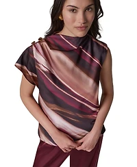 Donna Karan New York Women's High-Neck Asymmetrical Sleeveless Blouse