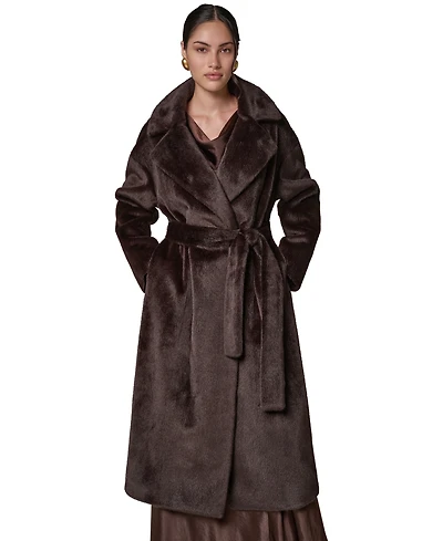 Donna Karan New York Women's Faux Fur Belted Coat