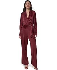 Donna Karan New York Women's Long-Sleeve Crinkled V-Neck Blouse