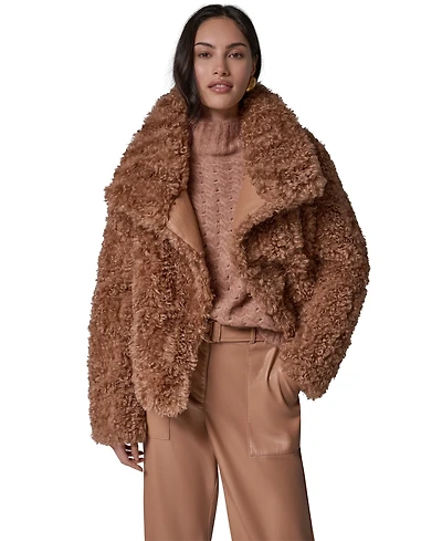 Donna Karan New York Women's Faux Fur Mock Neck Jacket