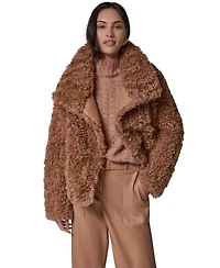 Donna Karan New York Women's Faux Fur Mock Neck Jacket