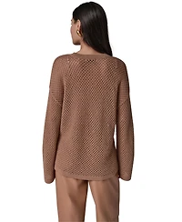 Donna Karan New York Women's Oversized Long-Sleeve Open-Weave Crewneck Sweater