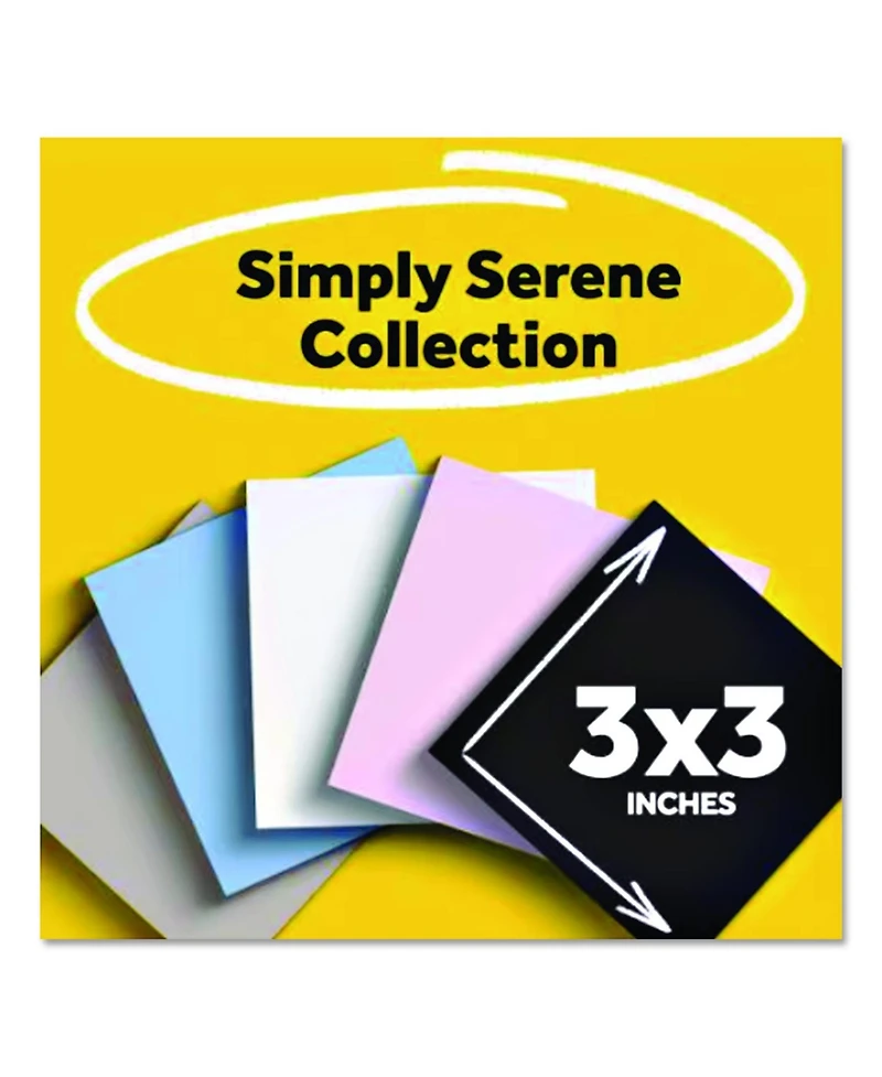 Post-it Notes Super Sticky 654-5SSNE Pads in Simply Serene Colors, 3 x 3, 90 Sheets/Pad, 5 Pads/Pack