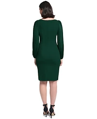 Jessica Howard Petite Pleated Sleeve Side Tuck Dress