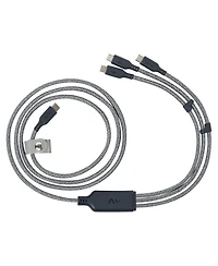 Ventev Ultrafast Trio 3-in-1 140W Braided Usb-c to Usb-c Cable for Laptops, Tablets and Phones