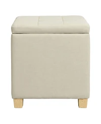 SongmicsHome Ottoman Cube with Hinged Lid, Storage Ottoman, Foot Stool Footrest, Linen-Look Fabric