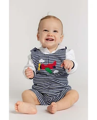 Florence Eiseman Baby Boys' Houndstooth Airplane-Applique Romper