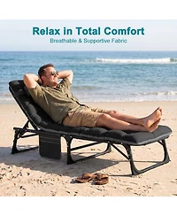 Mooncool Sleeping Cots Folding Chaise Lounge Chairs 5-Position Outdoor for Beach Lawn Camping Pool
