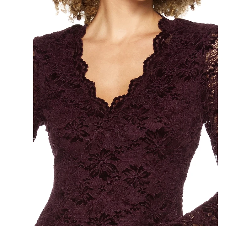 Alex & Sophia Juniors' A-Line Lace V-Neck Dress