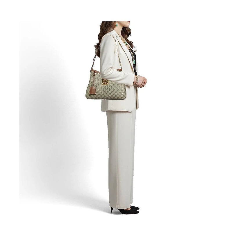 Pre-Owned Gucci Women's Padlock Gg Supreme Canvas Small Shoulder Bag