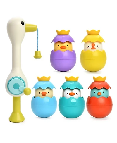 Sperric Toddler Egret Magnetic Fishing Game Bath Toy with Fishing Rod & Surprise Animal Eggs, Floating Water Toy Kids, Fun Hand-Eye Coordination Game
